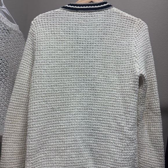 Maje 1 S Cream Tweed Jacket with Black Trim and Gold Buttons Cardigan Blazer - Picture 5 of 8